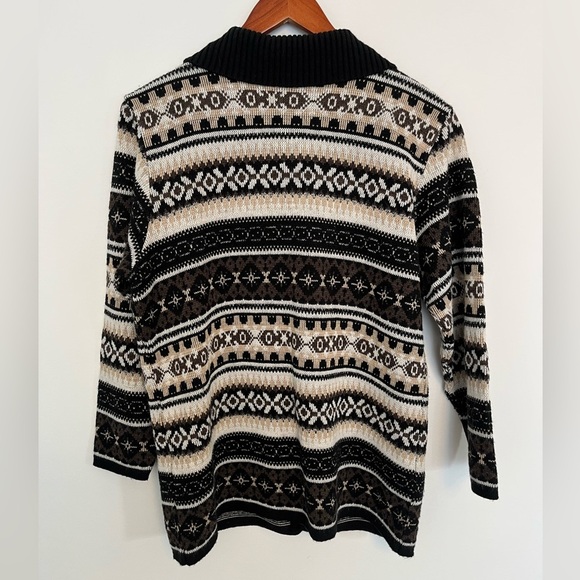 Vintage Fair Isle Knit Button-Up Cardigan Classic Nordic pattern - Picture 6 of 6